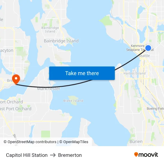 Capitol Hill Station to Bremerton map