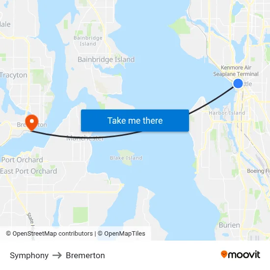 Symphony to Bremerton map