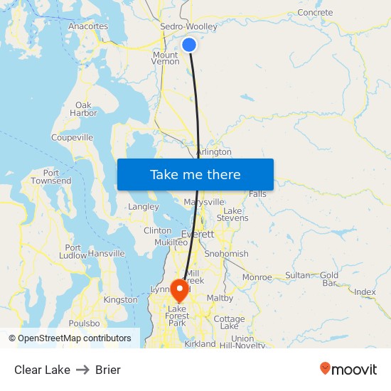 Clear Lake to Brier map