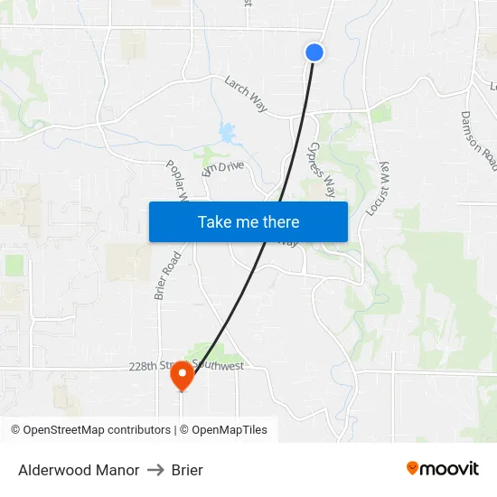Alderwood Manor to Brier map