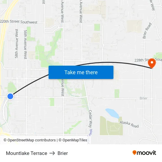 Mountlake Terrace to Brier map