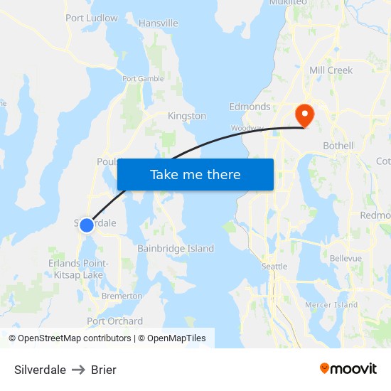 Silverdale to Brier map