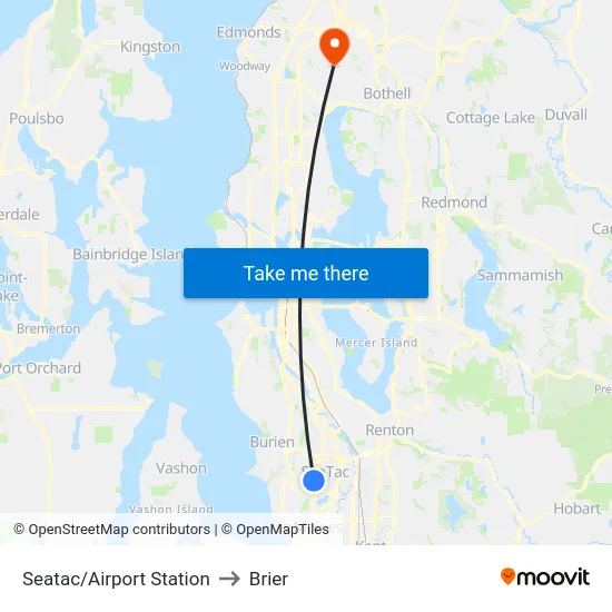 Seatac/Airport Station to Brier map
