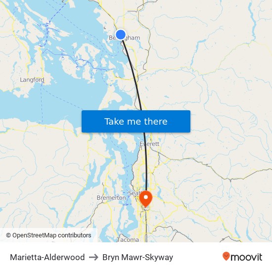 Marietta-Alderwood to Bryn Mawr-Skyway map