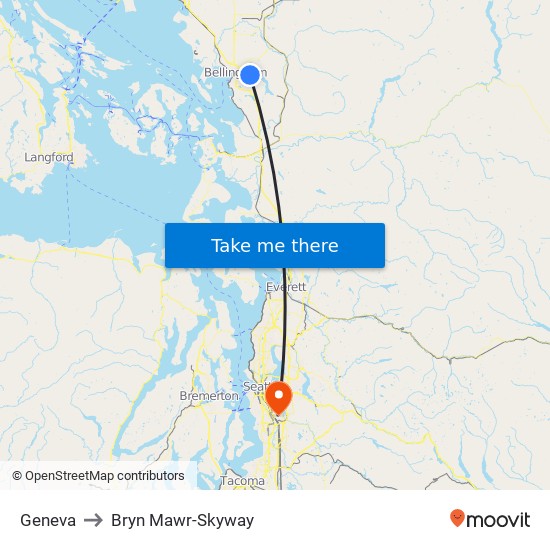 Geneva to Bryn Mawr-Skyway map