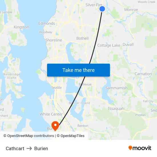 Cathcart to Burien map