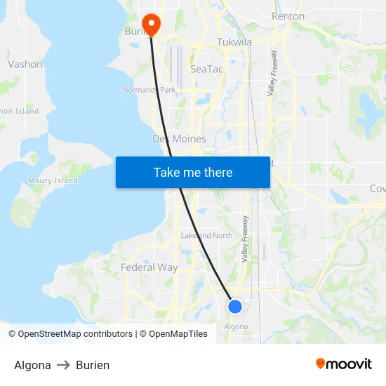 Algona to Burien map
