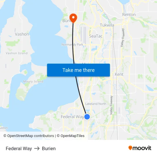 Federal Way to Burien map