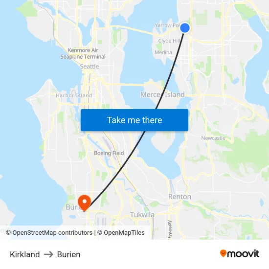 Kirkland to Burien map