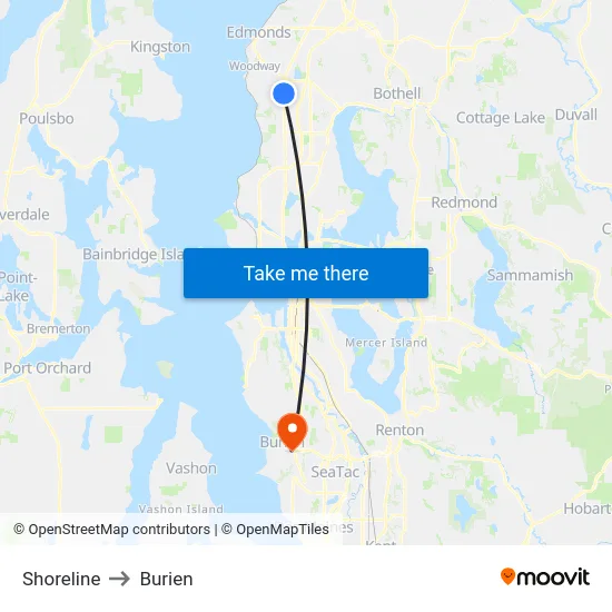 Shoreline to Burien map