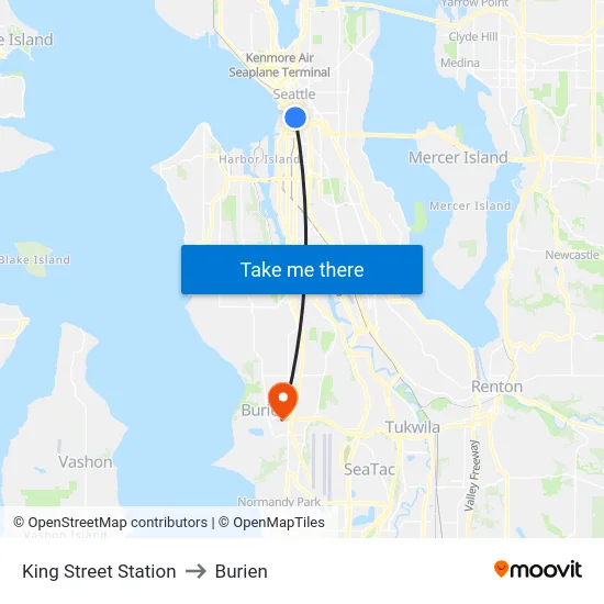 King Street Station to Burien map