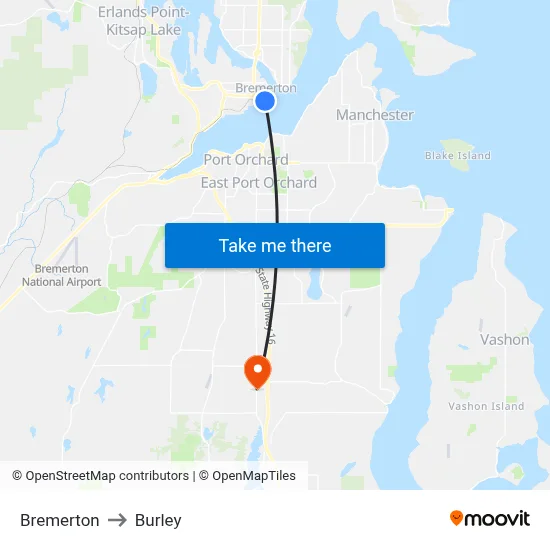 Bremerton to Burley map