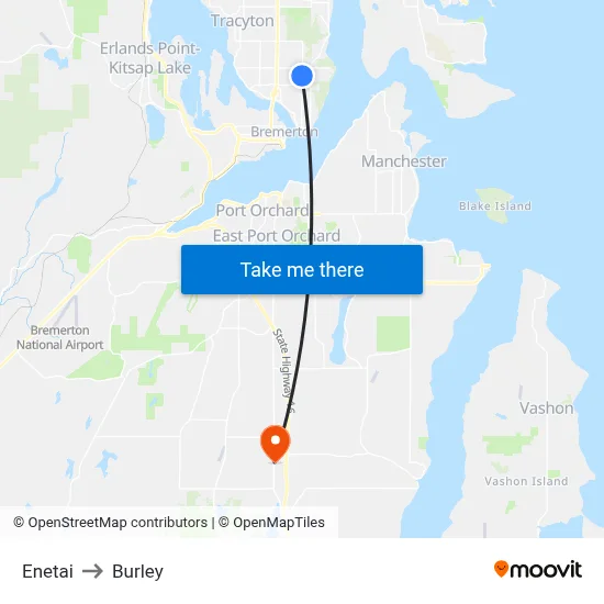 Enetai to Burley map