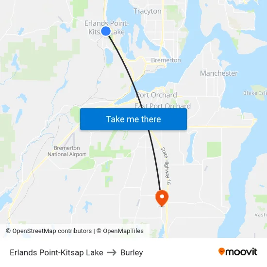 Erlands Point-Kitsap Lake to Burley map