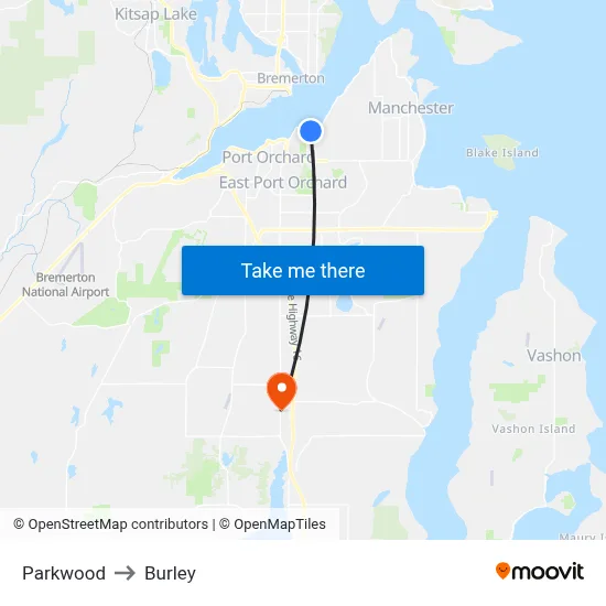 Parkwood to Burley map