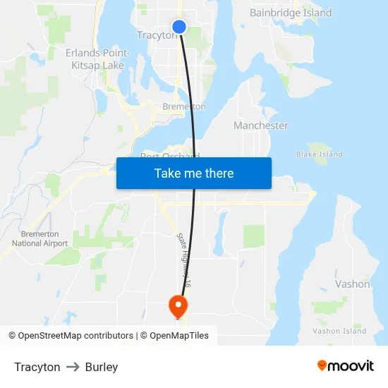 Tracyton to Burley map