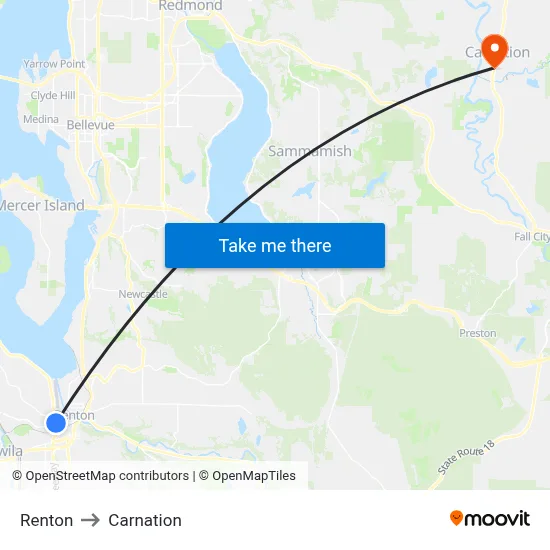 Renton to Carnation map