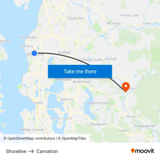 Shoreline to Carnation map