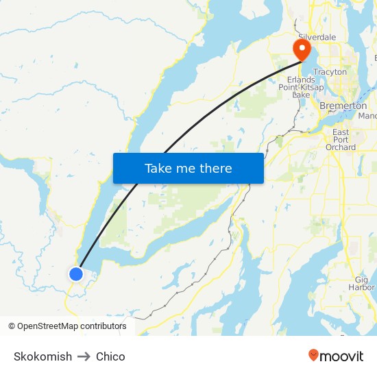 Skokomish to Chico map