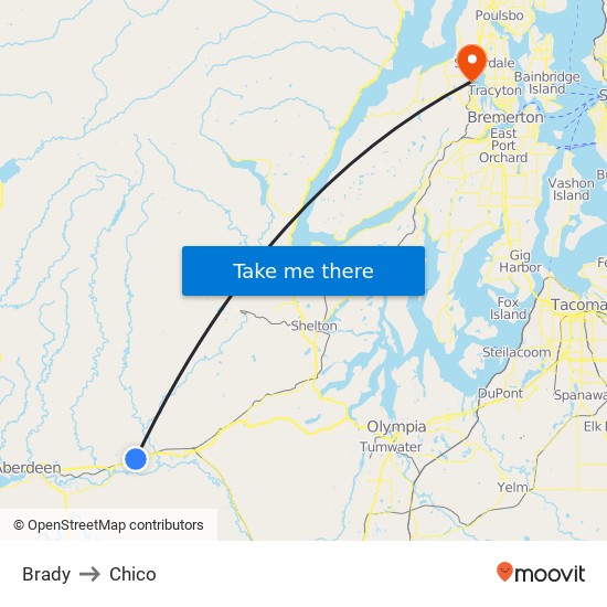 Brady to Chico map