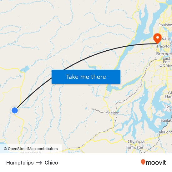 Humptulips to Chico map