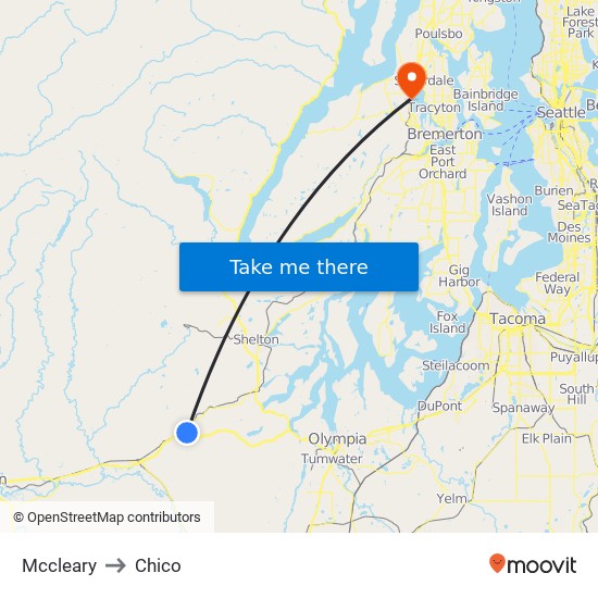 Mccleary to Chico map