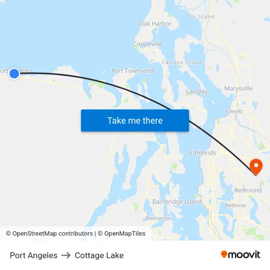 Port Angeles to Cottage Lake map