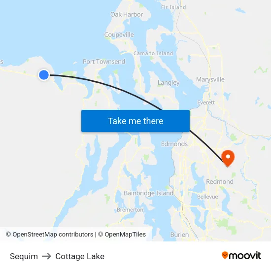 Sequim to Cottage Lake map