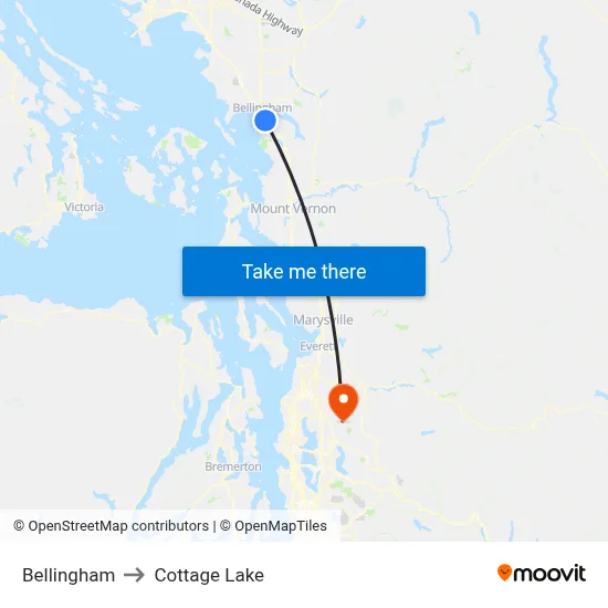 Bellingham to Cottage Lake map