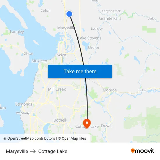 Marysville to Cottage Lake map