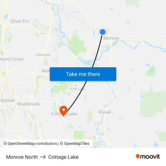 Monroe North to Cottage Lake map