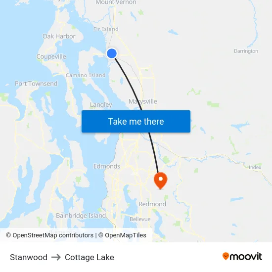 Stanwood to Cottage Lake map