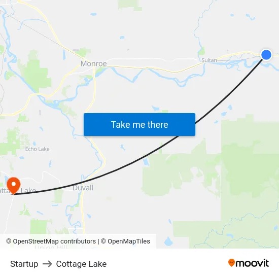 Startup to Cottage Lake map