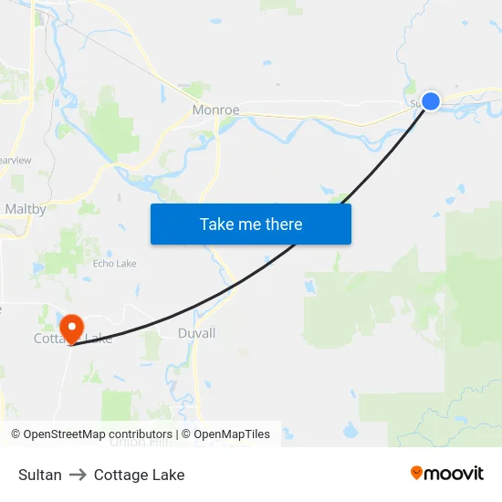 Sultan to Cottage Lake map