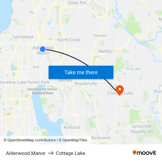 Alderwood Manor to Cottage Lake map
