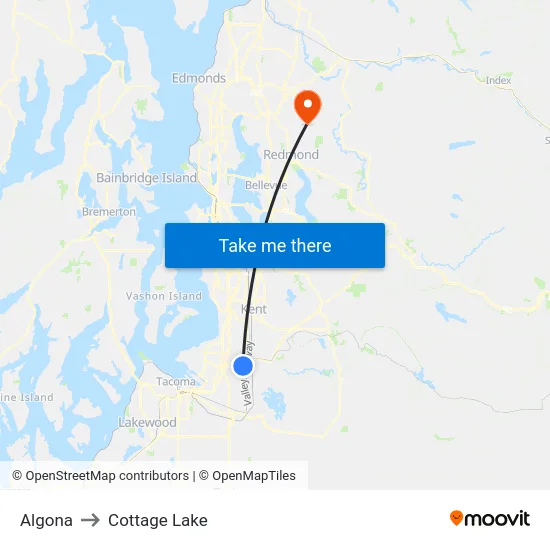 Algona to Cottage Lake map
