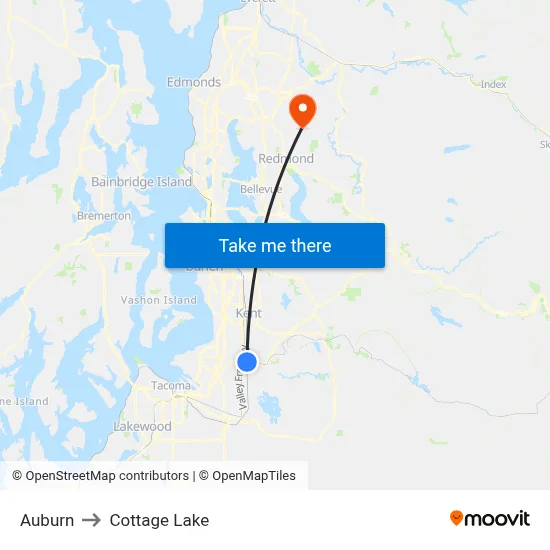 Auburn to Cottage Lake map