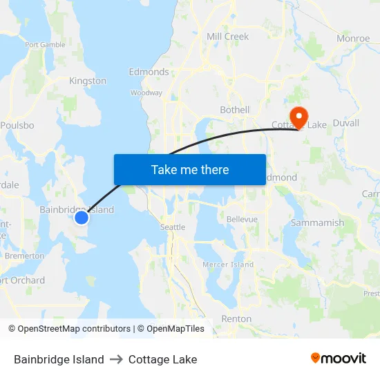 Bainbridge Island to Cottage Lake map