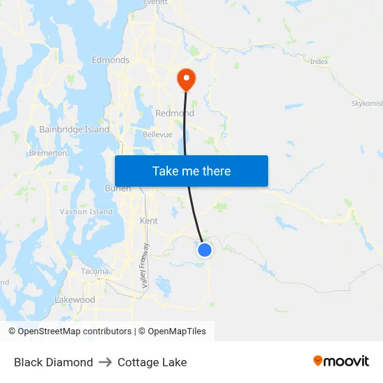 Black Diamond to Cottage Lake map