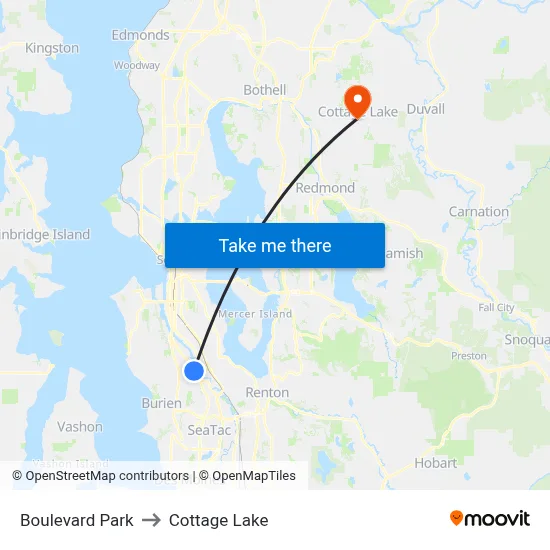 Boulevard Park to Cottage Lake map
