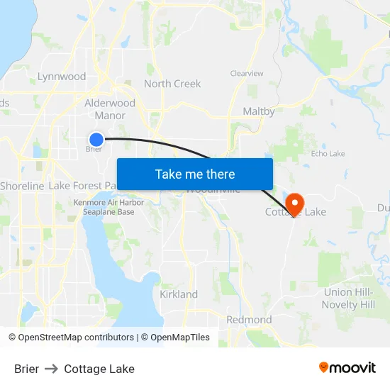 Brier to Cottage Lake map