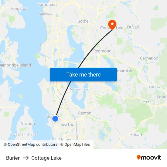 Burien to Cottage Lake map