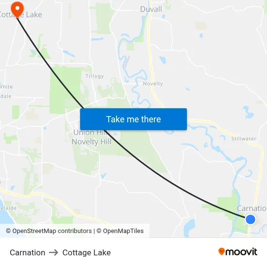 Carnation to Cottage Lake map
