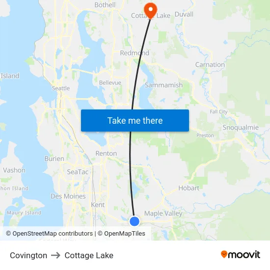 Covington to Cottage Lake map