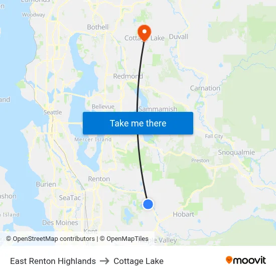 East Renton Highlands to Cottage Lake map