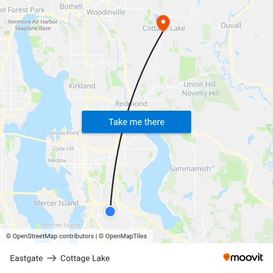 Eastgate to Cottage Lake map