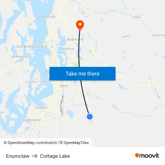 Enumclaw to Cottage Lake map