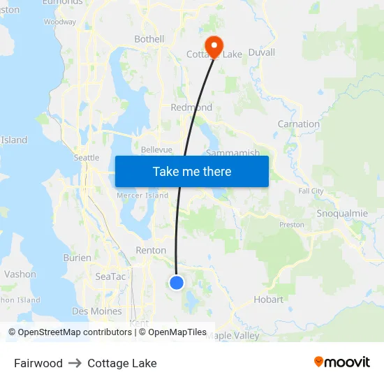 Fairwood to Cottage Lake map