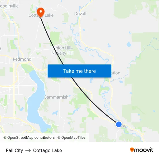 Fall City to Cottage Lake map
