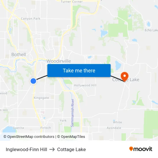 Inglewood-Finn Hill to Cottage Lake map